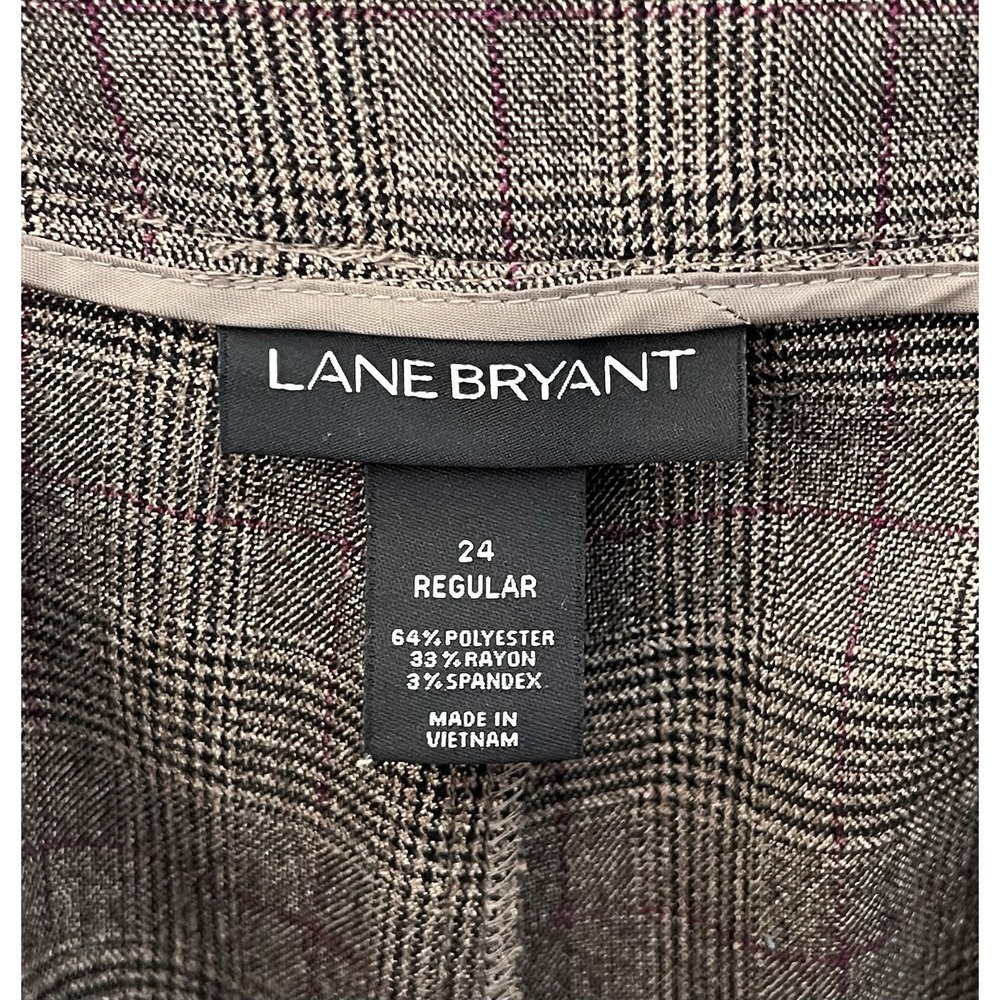 Lane Bryant Wide Leg Pants Womens Size 24 Brown Glen Ellyn Plaid Pockets Cuffed - Picture 3 of 8